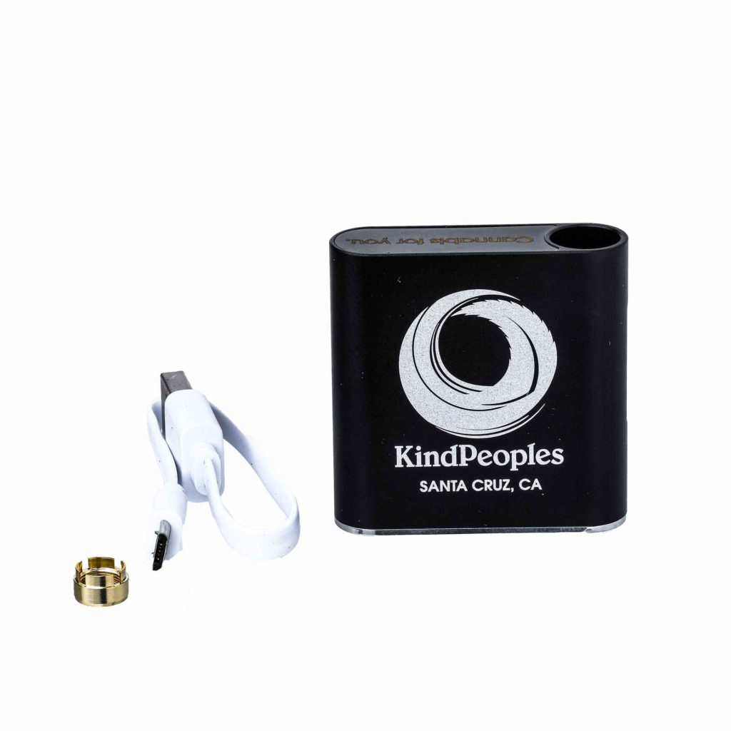 a KindPeoples branded magnetic 510 thread cartridge vaporizer battery with usb cable and magnetic thread adapter